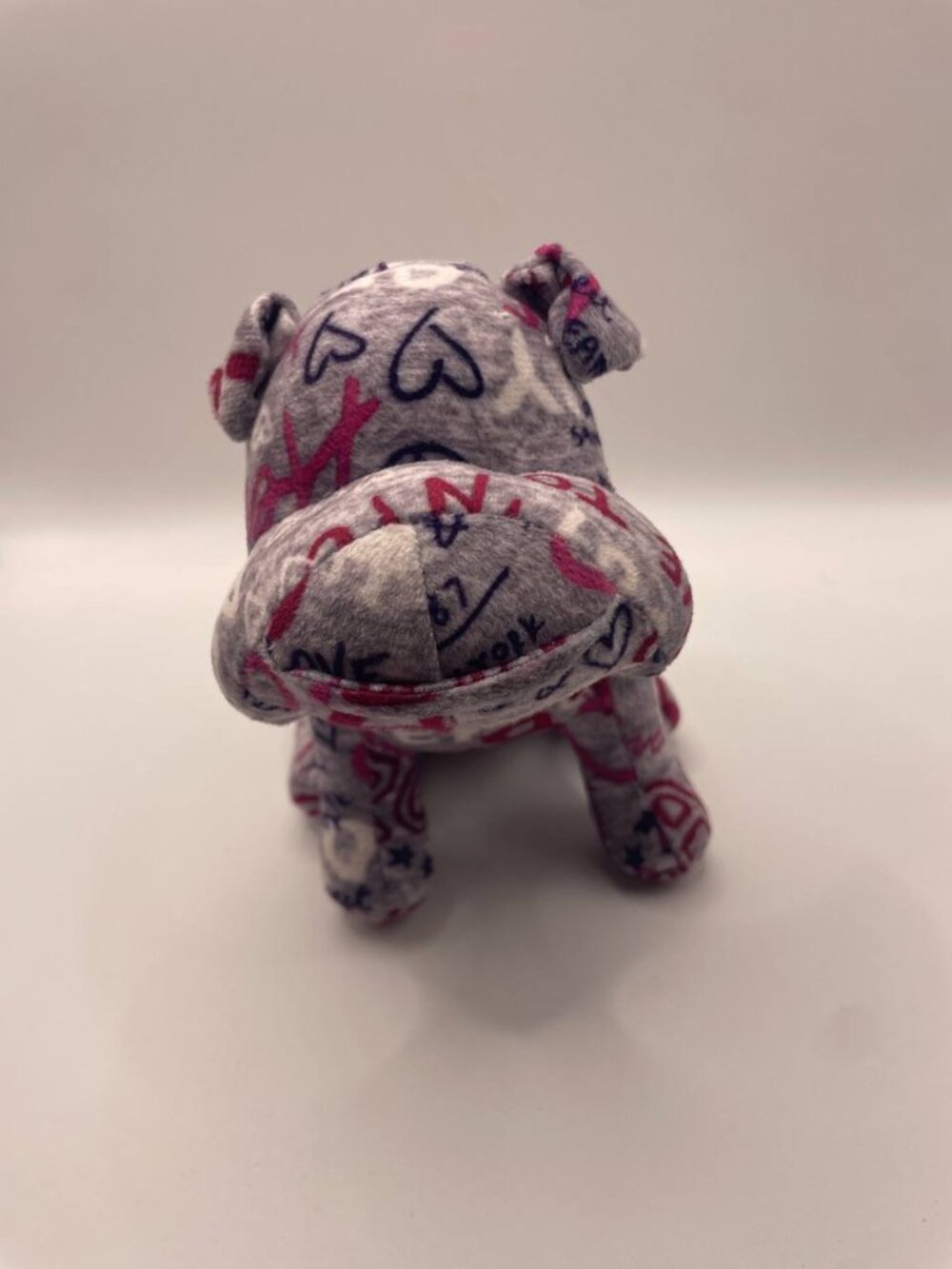 Aeropostale Plush Dog Stuffed Animal - Y2K Kidcore Grey & Pink bulldog